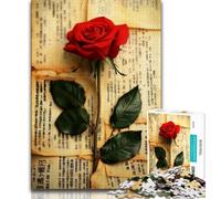 Puzzle da 1000 pezzi per adolescenti, regali "Rose in The Book", 1000 pezzi per adolescenti, gioco a quiz ideale come regalo per tutta la famiglia (dimensioni 38x26cm)