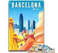Puzzle da 1000 pezzi per adolescenti, regali Spagna Barcellona Viaggi Arte Antistress Sfida difficile Rafforza l'amore tra coppie (dimensioni 38x26cm)