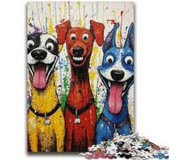 Puzzle da 1000 pezzi per adolescenti, regali, tre cani felici, giocattoli educativi per l'apprendimento, attività divertenti a casa, regalo di compleanno, regali di viaggio, 50x75cm