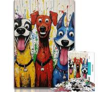 Puzzle da 1000 pezzi per adolescenti, regali Tre cani felici, giochi educativi, decorazioni per la casa, gioco educativo per compleanno, Natale, 38x26cm