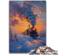 Puzzle da 1000 pezzi per adolescenti, regali, treno sulla neve, tramonto, puzzle da 1000 pezzi, regali di compleanno unici per ragazzi dai 14 anni in su, 38x26cm