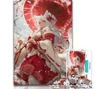 Puzzle da 1000 pezzi per adolescenti, regalo Anime Fox Girl, gioco per famiglie, antistress, sfida difficile, adatto alle coppie, 75x50cm