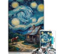 Puzzle da 1000 pezzi per adolescenti, regalo "Baita sotto il cielo notturno", gioco per famiglie, antistress, sfida difficile, adatto alle coppie (75x50cm)