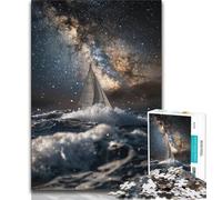 Puzzle da 1000 pezzi per adolescenti, regalo "Barca a vela sul mare sotto la galassia", gioco per famiglie, antistress, sfida difficile, adatto alle coppie, 38x26cm