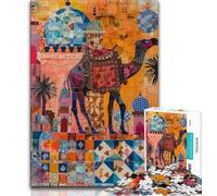 Puzzle da 1000 pezzi per adolescenti regalo "Cammello psichedelico" puzzle da 1000 pezzi per ammazzare il tempo durante le vacanze con pezzi completamente interconnessi e di forma casuale 38x26cm