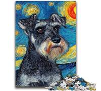 Puzzle da 1000 pezzi per adolescenti, regalo cane Schnauzer sotto il cielo notturno, puzzle da 1000 pezzi, giochi educativi, decorazione per la casa, adatto per la decorazione del desktop (50x75cm)