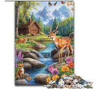 Puzzle da 1000 pezzi per adolescenti, regalo cervo e lupo, rompicapo per decorazioni murali, regali unici per compleanno e Natale per bambini dai 14 anni (dimensioni 50x75cm)