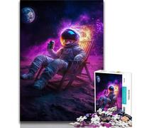 Puzzle da 1000 pezzi per adolescenti,regalo con astronauta seduto sulla luna,puzzle da 1000 pezzi,antistress,per ammazzare il tempo durante le vacanze,lista dei desideri con Babbo Natale (38x26cm)