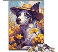 Puzzle da 1000 pezzi per adolescenti, regalo con cane cowgirl tra i fiori di campo, giocattoli, giochi educativi, antistress, interazione genitore-figlio (dimensioni 26x38cm)