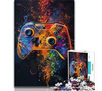 Puzzle da 1000 pezzi per adolescenti, regalo con controller di gioco colorato, sfida difficile antistress con poster abbinato e foglio di quiz (75x50cm)