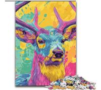 Puzzle da 1000 pezzi per adolescenti, regalo con dipinto a olio di un cervo, gioco intellettuale giocattolo che rafforza l'amore tra le coppie per età 14+ (dimensioni 26x38cm)