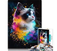 Puzzle da 1000 pezzi per adolescenti, regalo con gatto Ragdoll colorato, puzzle da 1000 pezzi, antistress, per ammazzare il tempo, lista dei desideri con Babbo Natale (dimensioni 38x26cm)