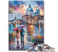 Puzzle da 1000 pezzi per adolescenti, regalo con grazioso paesaggio urbano ad acquerello, gioco educativo, sfida, collezione di giocattoli per artisti, belle arti, 38x26cm