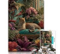 Puzzle da 1000 pezzi per adolescenti, regalo con leopardo della giungla, antistress, per ammazzare il tempo, lista dei desideri con Babbo Natale (38x26cm)
