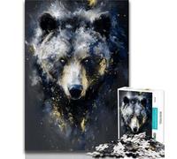 Puzzle da 1000 pezzi per adolescenti, regalo con orso bruno dorato, antistress, per ammazzare il tempo, lista dei desideri con Babbo Natale (38x26cm)