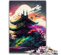 Puzzle da 1000 pezzi per adolescenti, regalo con paesaggio giapponese al neon, antistress, sfida difficile, adatto per la decorazione della scrivania, 26x38cm