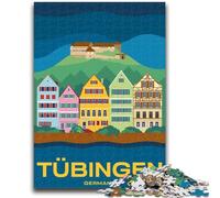 Puzzle da 1000 pezzi per adolescenti, regalo con paesaggio urbano di Tubingen, antistress, sfida difficile, migliora l'amore tra coppie (dimensioni 38x26cm)