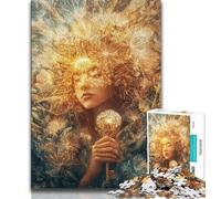 Puzzle da 1000 pezzi per adolescenti, regalo con ragazza tarassaco, antistress, per ammazzare il tempo, lista dei desideri con Babbo Natale (75x50cm)