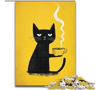 Puzzle da 1000 pezzi per adolescenti, regalo di arte astratta, gatto nero, gioco per famiglie, antistress, sfida difficile, rafforza l'amore tra coppie dimensioni 26x38cm