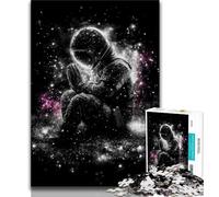 Puzzle da 1000 pezzi per adolescenti, regalo di astronauta seduto sulla luna, difficile da completare ma divertente e umoristico, regalo di compleanno, regali, arte murale (38x26cm)