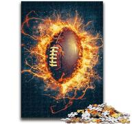 Puzzle da 1000 pezzi per adolescenti, regalo di rugby con fiamme, antistress, sfida difficile, adatto per la decorazione della scrivania, 50x75cm