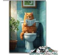 Puzzle da 1000 pezzi per adolescenti, regalo "Gatto arancione sul water", gioco intellettuale che rafforza l'amore tra coppie dai 14 anni in su (dimensioni 26x38cm)
