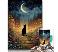 Puzzle da 1000 pezzi per adolescenti, regalo "Gatto sotto il cielo notturno", gioco per famiglie, antistress, sfida difficile, adatto alle coppie, 75x50cm