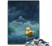 Puzzle da 1000 pezzi per adolescenti, regalo "Little Yellow Duck in the Rain Family Fun", ideale come regalo per tutta la famiglia dai 14 anni in su, 50x75cm