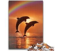 Puzzle da 1000 pezzi per adolescenti, regalo per bambini, giocattolo educativo per l'apprendimento, delfino che salta, ideale come regalo per tutta la famiglia, 26x38cm