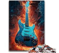 Puzzle da 1000 pezzi per adolescenti, regalo per chitarra con fiamma, antistress, sfida difficile, ideale come regalo per tutta la famiglia, 50x75cm