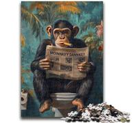 Puzzle da 1000 pezzi per adolescenti, regalo "Scimpanzé che legge un giornale", antistress, sfida difficile, migliora l'amore tra coppie, 50x75cm