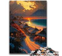 Puzzle da 1000 pezzi per adolescenti, regalo tramonto sull'oceano, antistress, sfida difficile, migliora l'amore tra coppie, 50x75cm