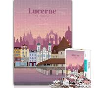 Puzzle da 1000 pezzi per adolescenti, regalo "Viaggio a Lucerna", aiuta il cervello ad allenarsi, giocattoli avvincenti per coltivare la pazienza, decorazione da parete (38x26cm)
