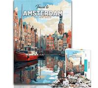 Puzzle da 1000 pezzi per adolescenti, regalo "Viaggio ad Amsterdam", aiuta il cervello ad allenarsi, giocattoli avvincenti per coltivare la pazienza, decorazione da parete (38x26cm)