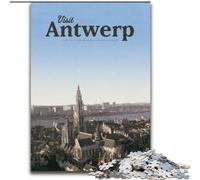 Puzzle da 1000 pezzi per adolescenti, regalo "Visita Anversa", analisi e logica con pezzi completamente interconnessi e di forma casuale, per bambini dai 14 anni in su, 26x38cm