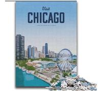 Puzzle da 1000 pezzi per adolescenti, regalo "Visita Chicago", per 14+ anni, gioco stimolante come regalo per tutta la famiglia e gli amici, 75x100cm