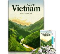 Puzzle da 1000 pezzi per adolescenti, regalo "Visita il Vietnam", difficili da completare ma divertenti e spiritosi, regalo di compleanno, regali, arte murale (38x26cm)