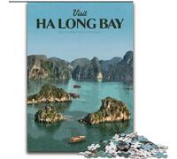 Puzzle da 1000 pezzi per adolescenti, regalo "Visita la baia di Ha Long" Difficili da completare ma divertenti e umoristici, con poster abbinato e foglio di quiz (26x38cm) 1000 pezzi