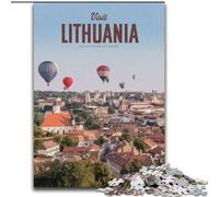 Puzzle da 1000 pezzi per adolescenti, regalo "Visita la Lituania" Difficili da completare ma divertenti e umoristici, con poster abbinato e foglio di quiz (50x75cm) 1000 pezzi