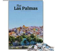 Puzzle da 1000 pezzi per adolescenti, regalo "Visita Las Palmas", analisi e logica con pezzi completamente interconnessi e di forma casuale, per bambini dai 14 anni in su, 26x38cm