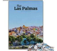 Puzzle da 1000 pezzi per adolescenti, regalo "Visita Las Palmas", attività per famiglie che rafforza l'amore tra coppie per età 14+, 50x75cm