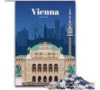 Puzzle da 1000 pezzi per adolescenti, regalo "Visita Vienna" Difficili da completare ma divertenti e umoristici, con poster abbinato e foglio di quiz (50x75cm) 1000 pezzi