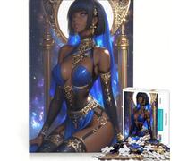 Puzzle da 1000 pezzi per adolescenti, Regina dagli occhi azzurri in abito dorato, ragazza anime, gioco educativo, allena la mente e la mano, regalo per amici e familiari 38x52cm