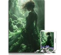 Puzzle da 1000 pezzi per adolescenti, Regina della foresta, nei colori verde, ideale passatempo tranquillo al chiuso, giocattolo di precisione di taglio superiore, dimensioni 38x52cm