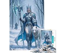 Puzzle da 1000 pezzi per adolescenti Regina di ghiaccio con lupo in inverno Gioco rompicapo difficile e stimolante per la decorazione della casa Adatto a persone dai 14 anni in su (50x75cm)
