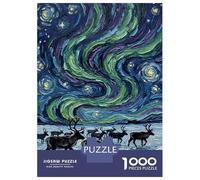 Puzzle Da 1000 Pezzi Per Adolescenti Reindeer Under The Northern Lights Puzzle Per Adulti Gioco Per Famiglie Difficile Difficile Unico Compleanno E Regali 70x50cm/1000pcs