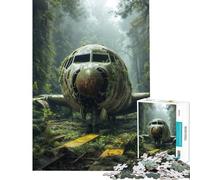 Puzzle da 1000 pezzi per adolescenti: relitto di un aereo invaso dalla vegetazione nella foresta Puzzle per adulti gioco pratico antistress compleanni e occasioni speciali (38x52cm)