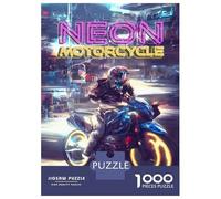 Puzzle Da 1000 Pezzi Per Adolescenti Retro Neon Motorcycle Puzzle Per Adulti Giocattolo Decorazione Da Parete Modello Da Assemblare Ottimo Regalo Per I Giocatori 70x50cm/1000pcs