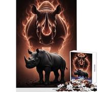 Puzzle da 1000 pezzi per adolescenti Rhino Power︰ Forza e maestà Decorazione per la casa Giocattoli Regalo per compleanni Gioco educativo per compleanno Natale Dimensioni 38x26cm
