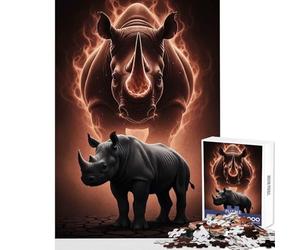 Puzzle da 1000 pezzi per adolescenti Rhino Power︰ Forza e maestà Giocattoli antistress Regali per donne e uomini Giochi per famiglie Interessanti per la riduzione dello stress Dimensioni 38x52cm